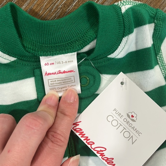 HANNA ANDERSSON 3-6 Month Green Striped Onesie - Picture 2 of 3